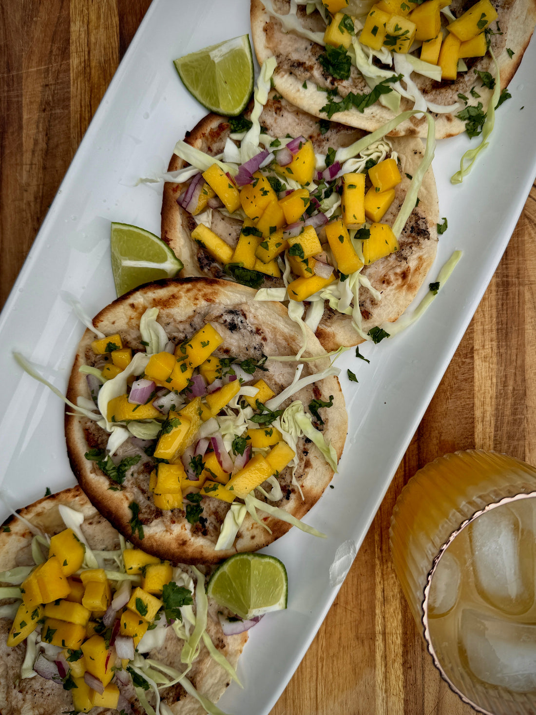 Jerk Chicken Smash Tacos with Mango Salsa